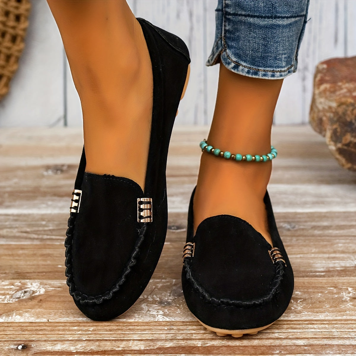Amalie | Ortopediske Loafers med Metallisk Detalj